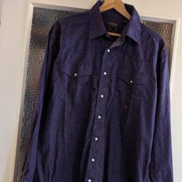 Like New Men's Western Roper Amarillo Copper Creek Foulard Pearl Snap Shirt - Picture 12 of 16